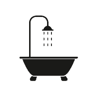 איור בצבע שחור של מקלחת