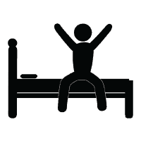 איור של איש בצבע שחור היושב על גבי מיטה